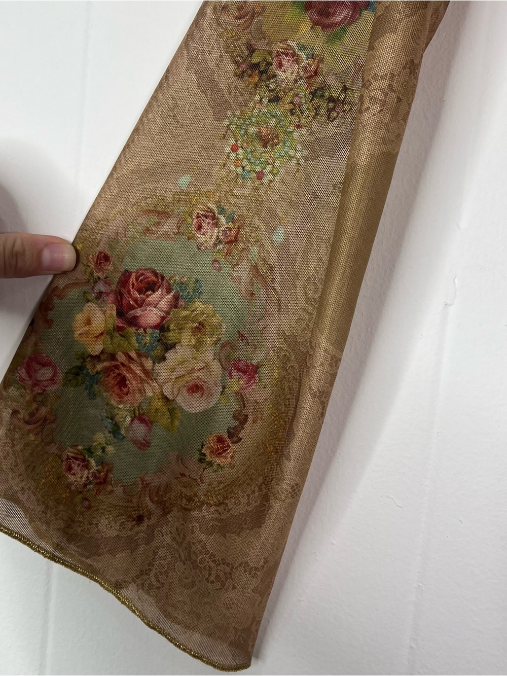Michal Negrin Floral Portrait Sheer Mesh Bolero Top Sz M Made Israel Victorian - Picture 3 of 11